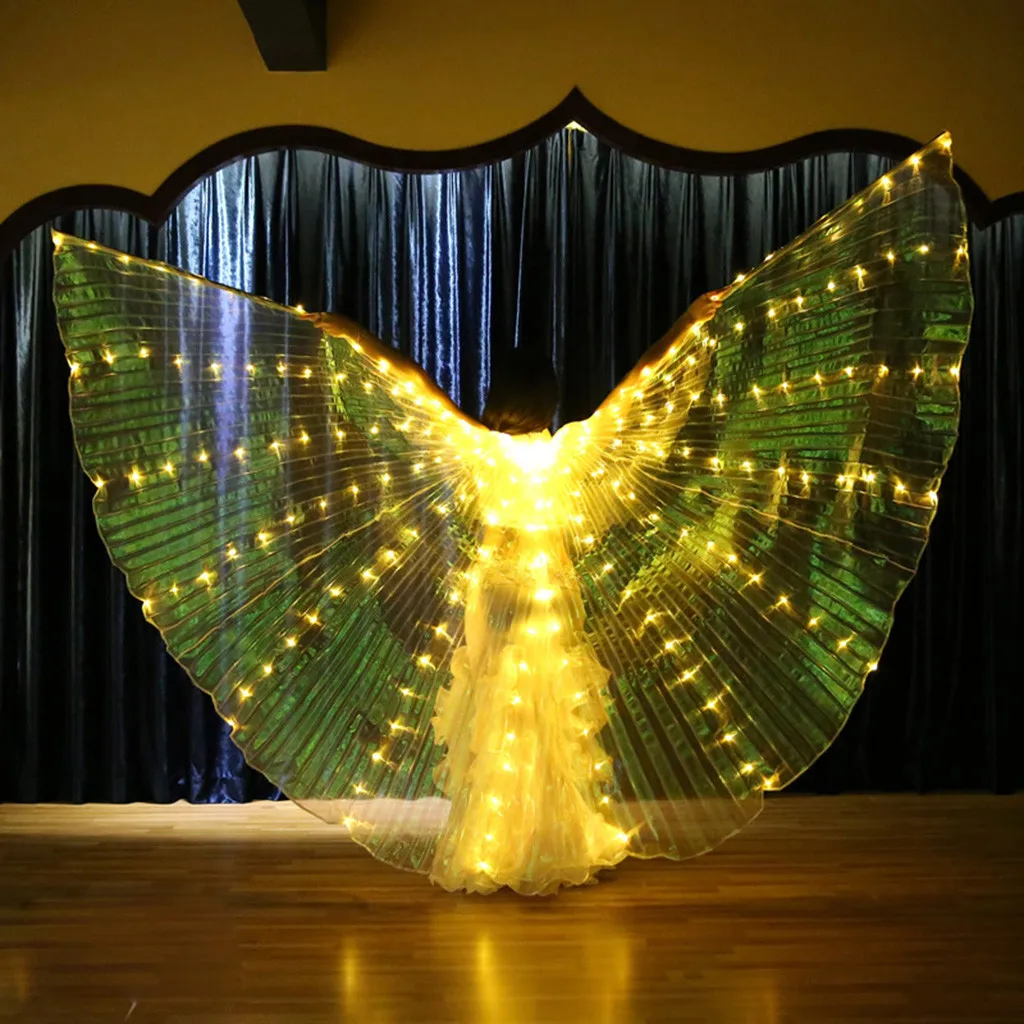 

Women LED Light Isis Wings Belly Dancing 360 Degree Egyptian Stage Performance New Arrival LED Wings With Telescopic Sticks F823