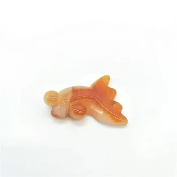 

1pc small size hand carved Natural crystal quartz animal carvings sculpture 1.5' goldfish crystal agate quartz stone statue