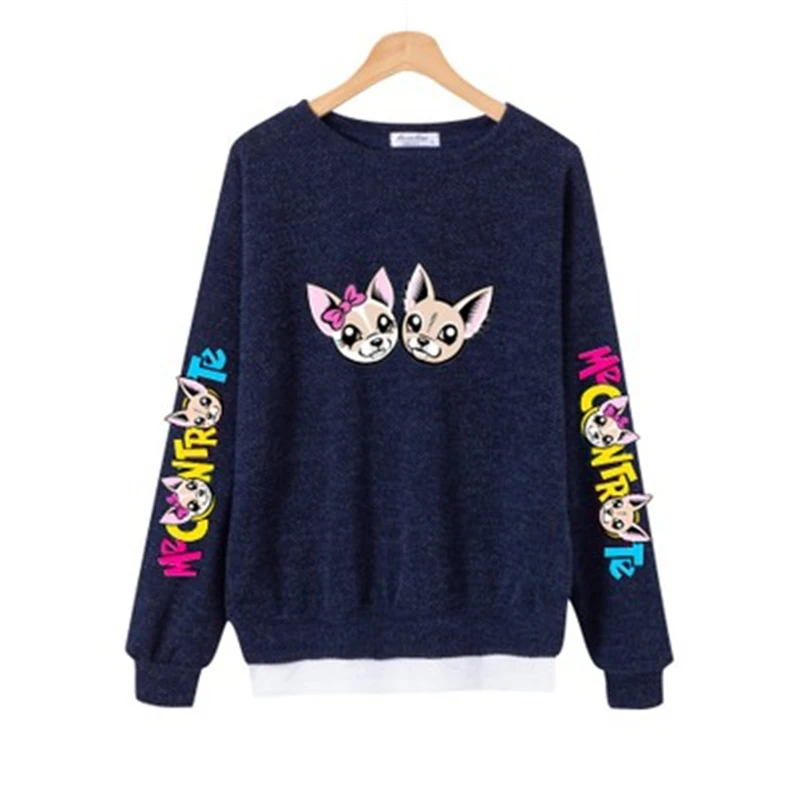 

Cat Ears Print Women Sweatshirts Cute Cartoon Pullvers Casual Long Sleeve Autumn Winter Female O-neck Loose Sweatshirt Tops
