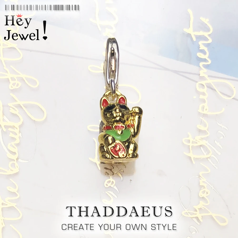 Подвеска с изображением из мультфильма Lucky Cat Очаровательная для женщин мужчин детей влюбленных серебро 925