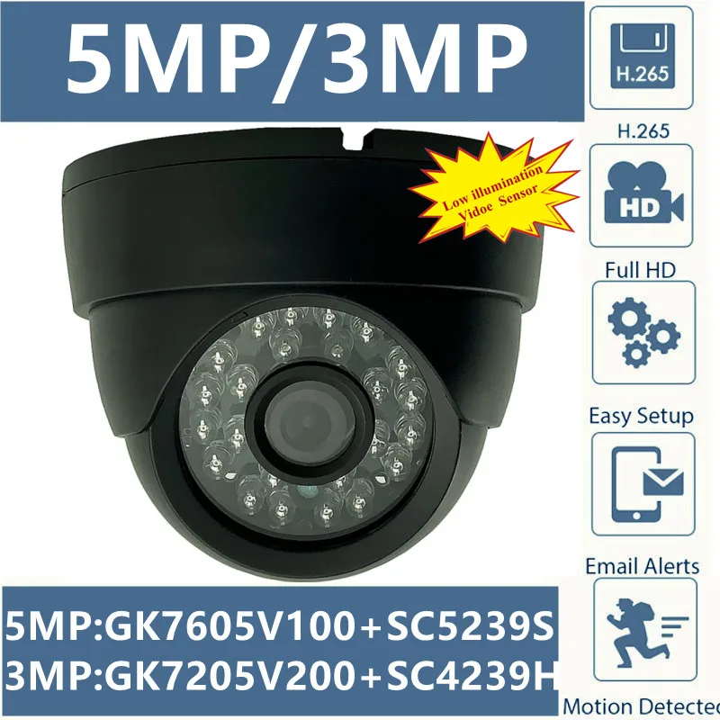 Потолочная купольная IP-камера 3/5 МП для помещений GK7605V100 + SC5239S 2880*1616 16:9 H.265 IRC Onvif VMS