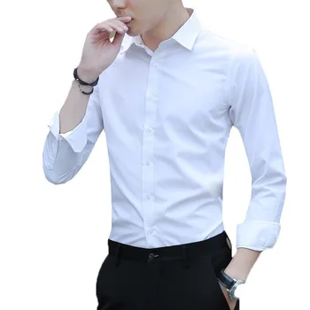 

White shirt men's long-sleeved Slim-free solid color professional business dress work to work white men's suit shirt