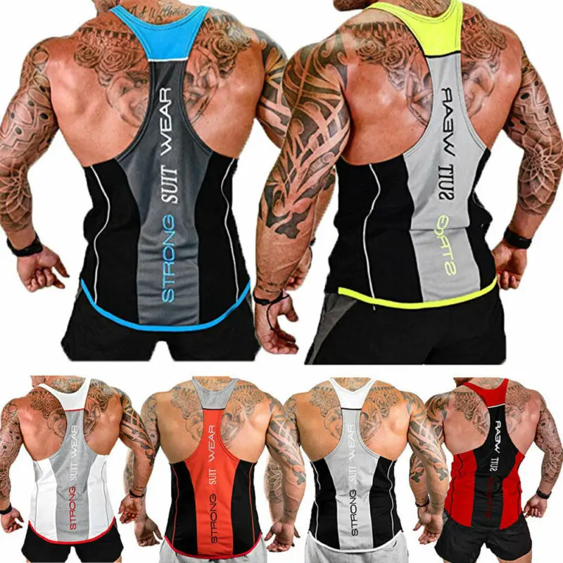 

Men Gym Muscle Shirt Tank Top Sport Bodybuilding Stringer Fitness Athletic Vest