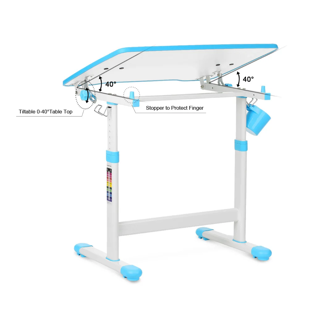 IKayaa детский стол для обучения регулируемый по высоте стул набор Наклонный для детской деятельности художественный стол набор рабочая станция металлический каркас стол стул