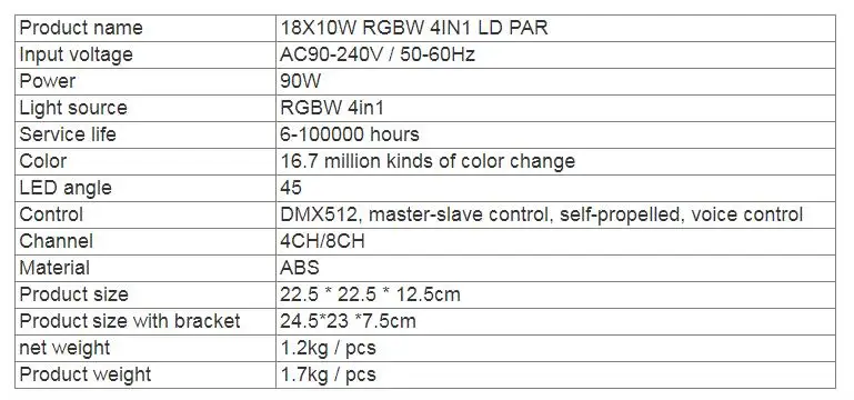 2 шт./лот, 18x10 Вт, плоский светодиодный прожектор, 18*10 Вт, RGBW, 4в1, Par, DMX512, управление, дискотека, профессиональное оборудование для сцены, DJ