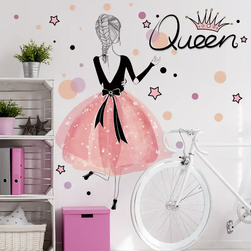 Ratu Gadis Cantik Stiker Dinding Untuk Ruang Tamu Kamar Tidur Kamar Anak Anak Kamar Anak Perempuan Seni Dekorasi Dinding Rumah Stiker Wall Stickers Aliexpress