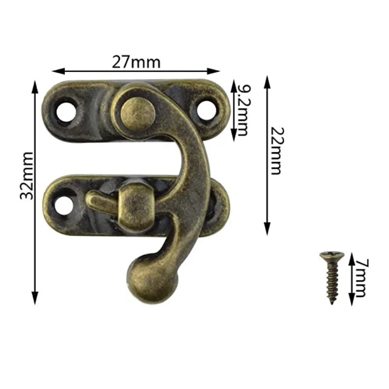 5Pcs Retro Antique Right Latch Hook Hasp Wood Jewelry Box Latch Hook Clasp Decoration For Decorative Cabinet Small Wooden Box