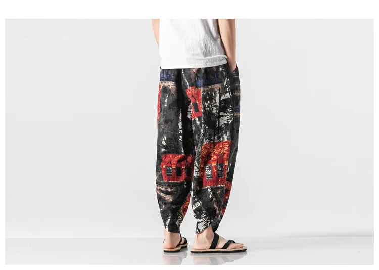 Hip Hop Harem pants Mens Spring Summer Chinese Style Joggers Pants Men Sweatpant Stitching color Casual Trousers Harem pants men