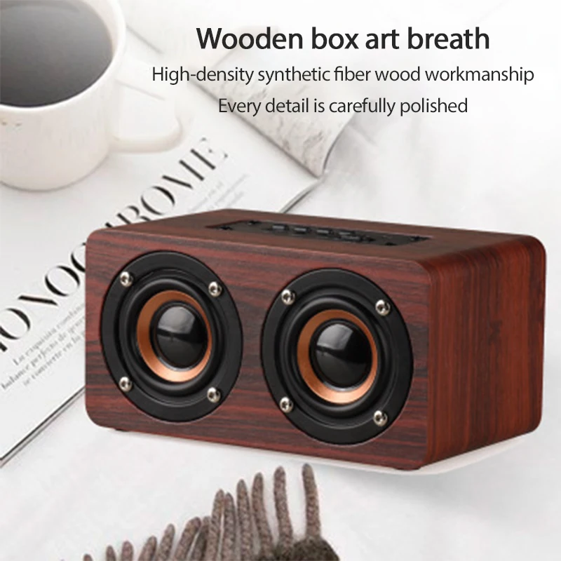 Ретро деревянная Беспроводной Bluetooth 4 2 Динамик Hi-Fi двойной громко s 3D объемный
