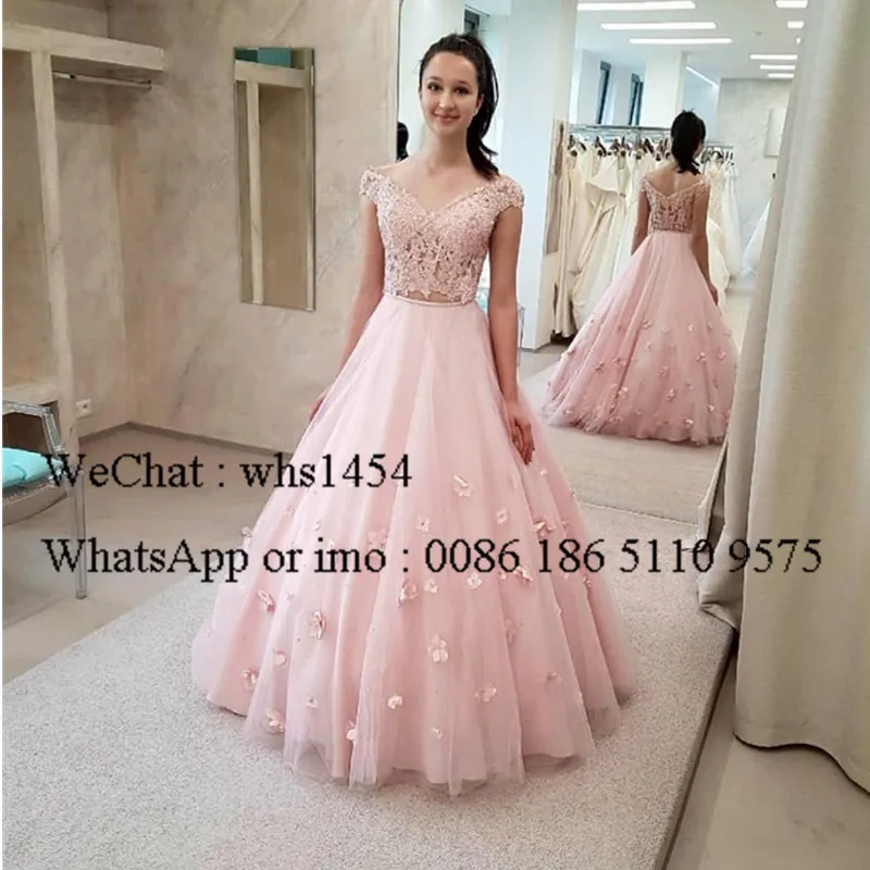 as picture Mbcullyd, розовые, 2 предмета, платья для выпускного вечера, длинные,, Очаровательная аппликация, кружево, торжественное платье, вечернее, дешево, vestidos de fiesta de noche - Цвет: as picture