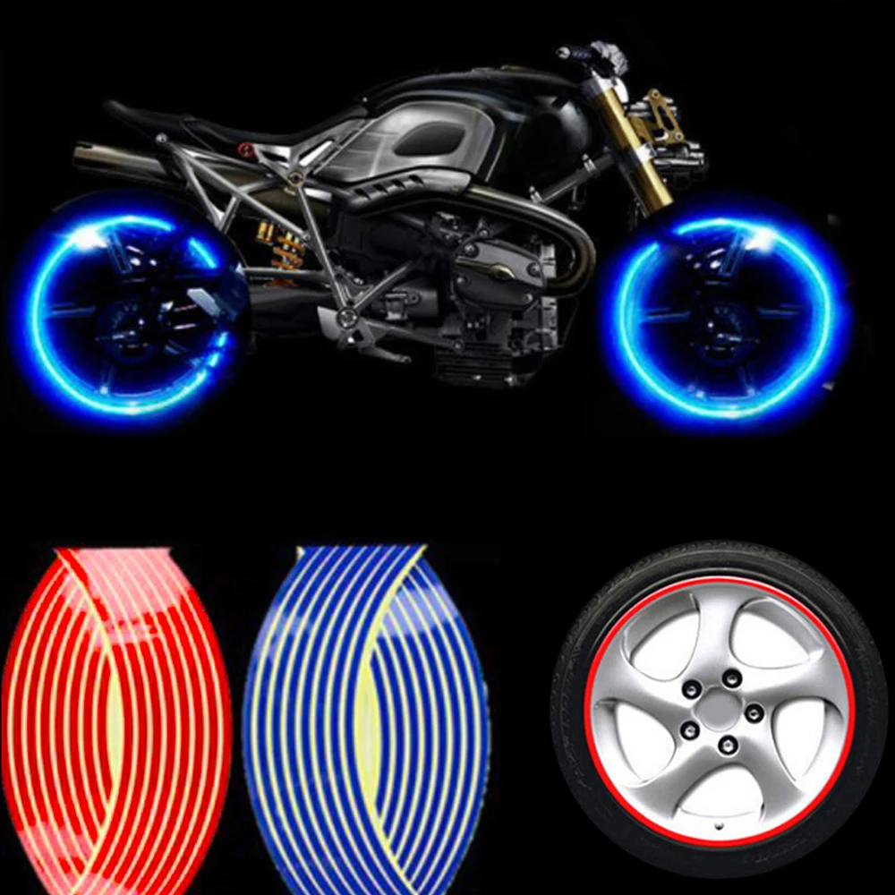 

6 Strips/Set Reflective Motorcycle Car Tuning Rim Stripe Wheel Decal Tape Sticker 18 Inches Creative Car Accessories