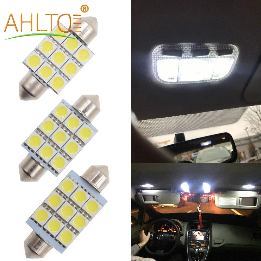 2 шт. белый потолочная лампа LED C5W C10W 5050 9SMD 36 мм/39 мм/41 мм DC12V Автомобильный