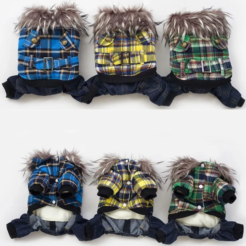 

Pet Dog Clothes Winter Warm Dog Gird Coat Jumpsuit Thicken Pet Clothing For Yorkshire Teddy Dogs Costume Puppy Clothes Jackets