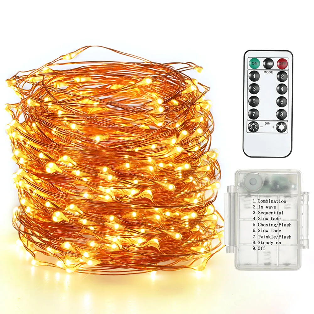 

LED Light String 39ft 100 LEDs Rope Bottle Lights 8 Mode Warm White String Lights for Garden Festival Party Christmas Decoration