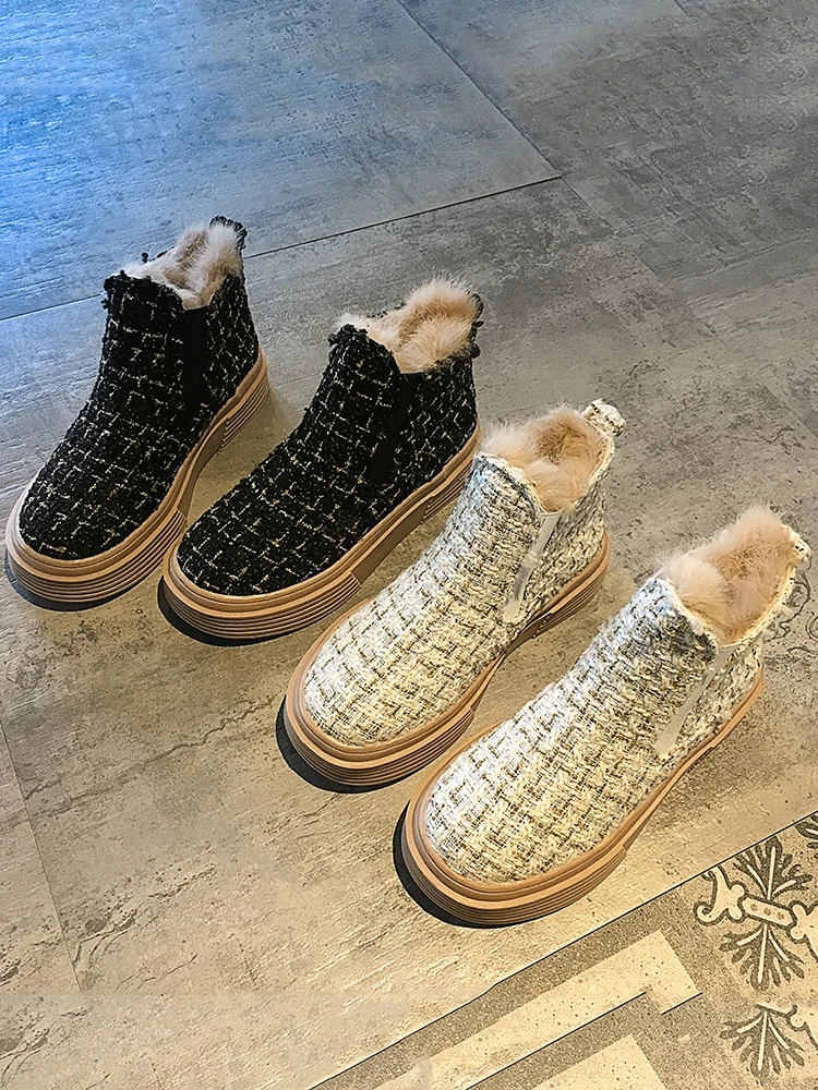 Женская обувь зимние сапоги на толстой подошве короткие сапоги-трубы 2019 г. Новые