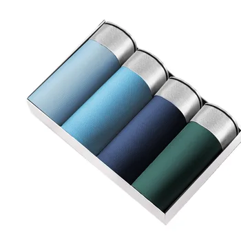 

4PCS/Lot Boxers For Men's Panties Transparent Ice Silk Underwear High Quality Comfortable Pouch Underpants Male Plus Size L-4XL