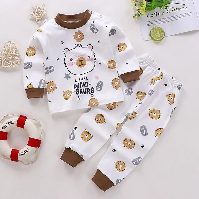 Cartoon Design Boutique Baby Clothes Baby Girls Long Sleeve Sets 6 9 12 18 Month Kids Wear Suits Autumn Pure Cotton Pajamas baby clothing set essentials Baby Clothing Set