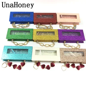 

Rectangular box with diamond chain Lash Boxes Packaging Wholesale Fahion New Empty Eyelash Packaging Box free logo makeup
