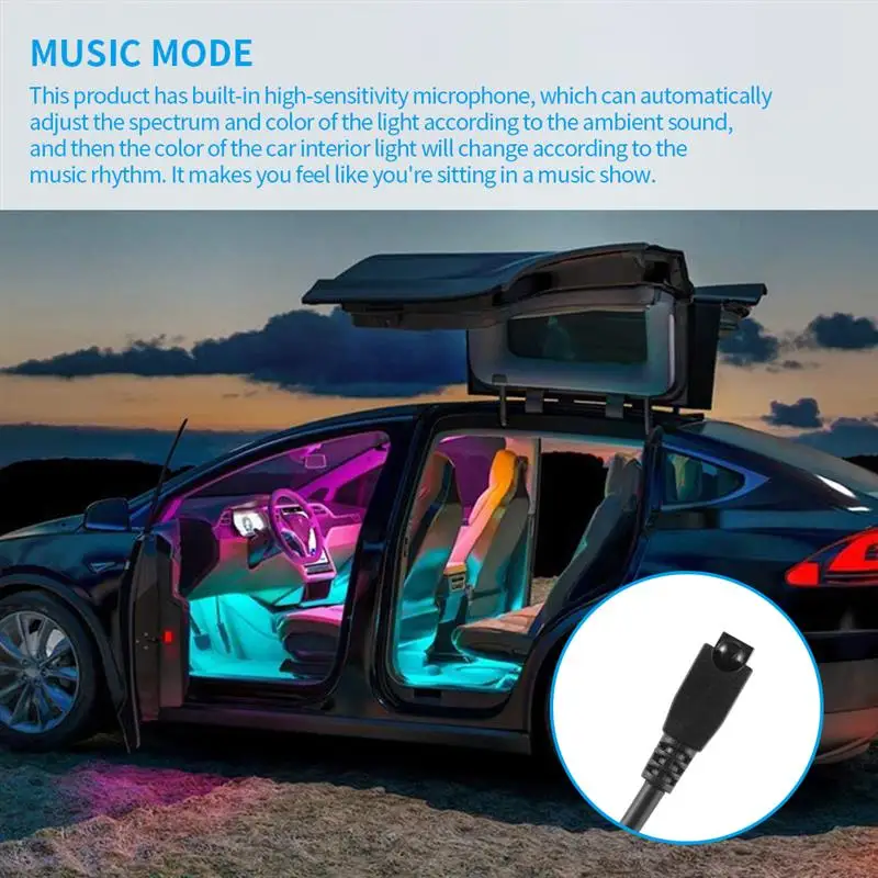 Автомобильная светодиодная полоса освесветильник s USB Bluetooth атмосферсветильник с