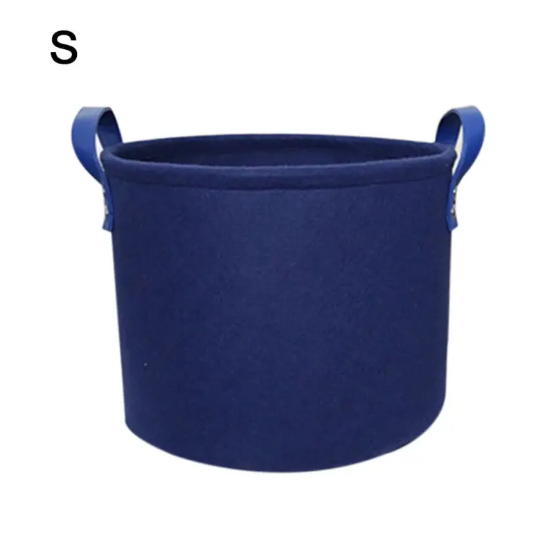 Storage Basket Organizer Bin Large Woven Felt Round With Handle Collapsible 1pcs