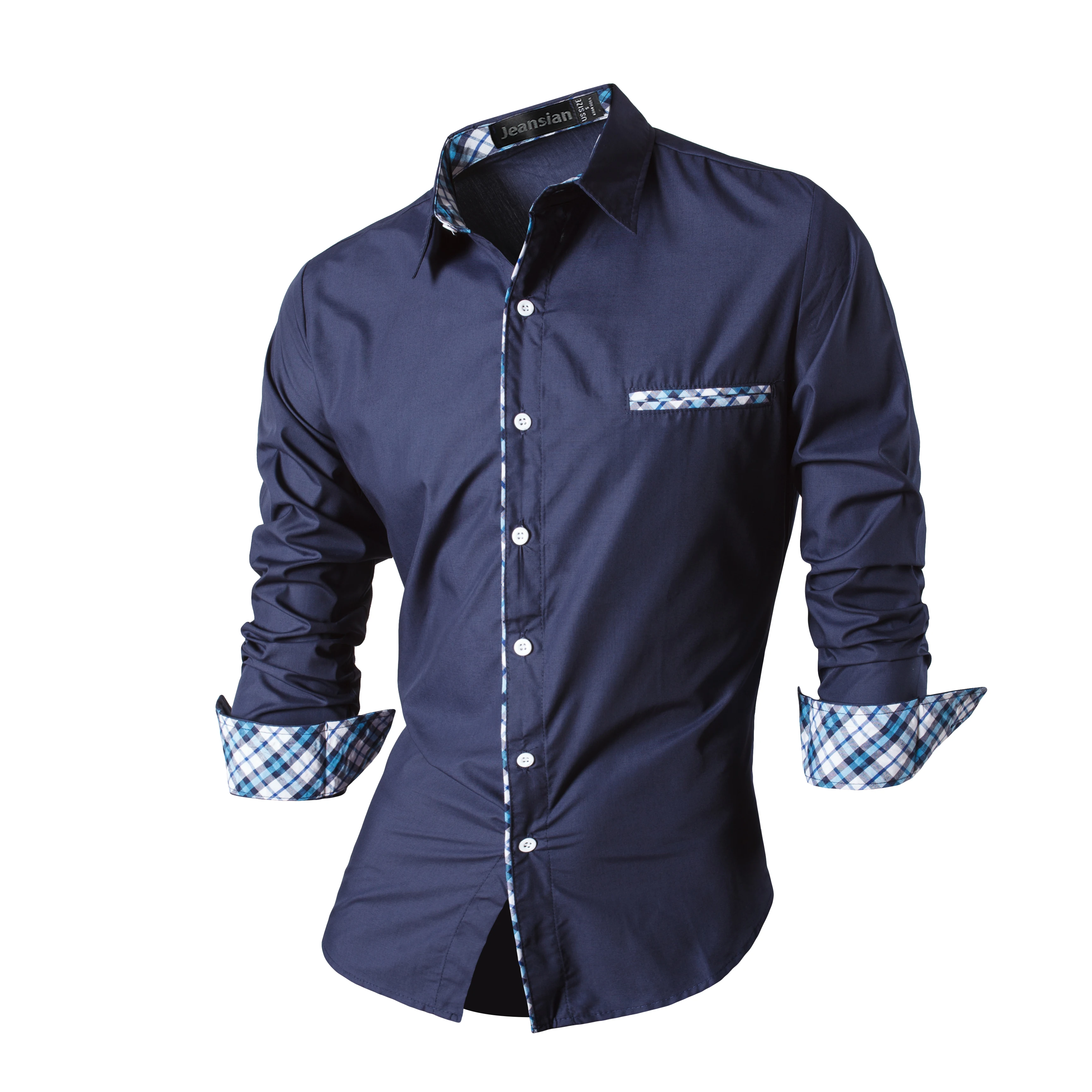 Sportrendy Мужская рубашка платье повседневное с длинным рукавом Slim Fit Мода Дракон стильный JZS071 Navy2