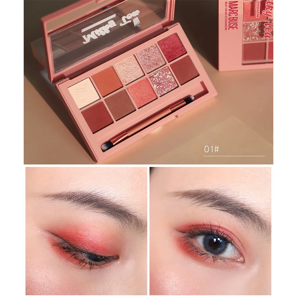 10 цветов блестящие тени для макияжа Pallete жемчужный светильник водонепроницаемые матовые тени для век Палитра для пигментов Косметика# YJ2