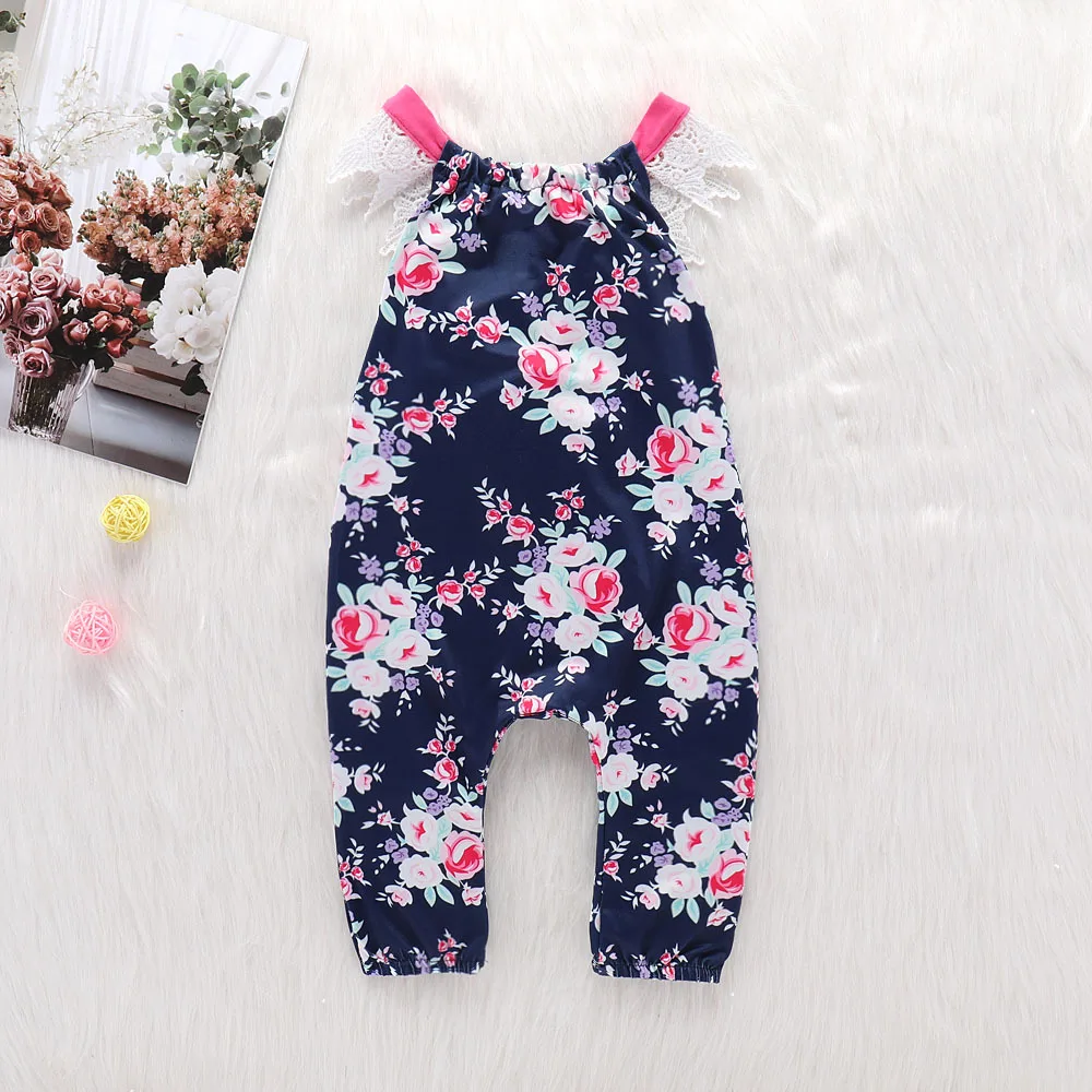 INS/Лидер продаж; AliExpress г.; летние брюки на подтяжках с цветочным принтом для маленьких девочек; маленькие кружевные брюки