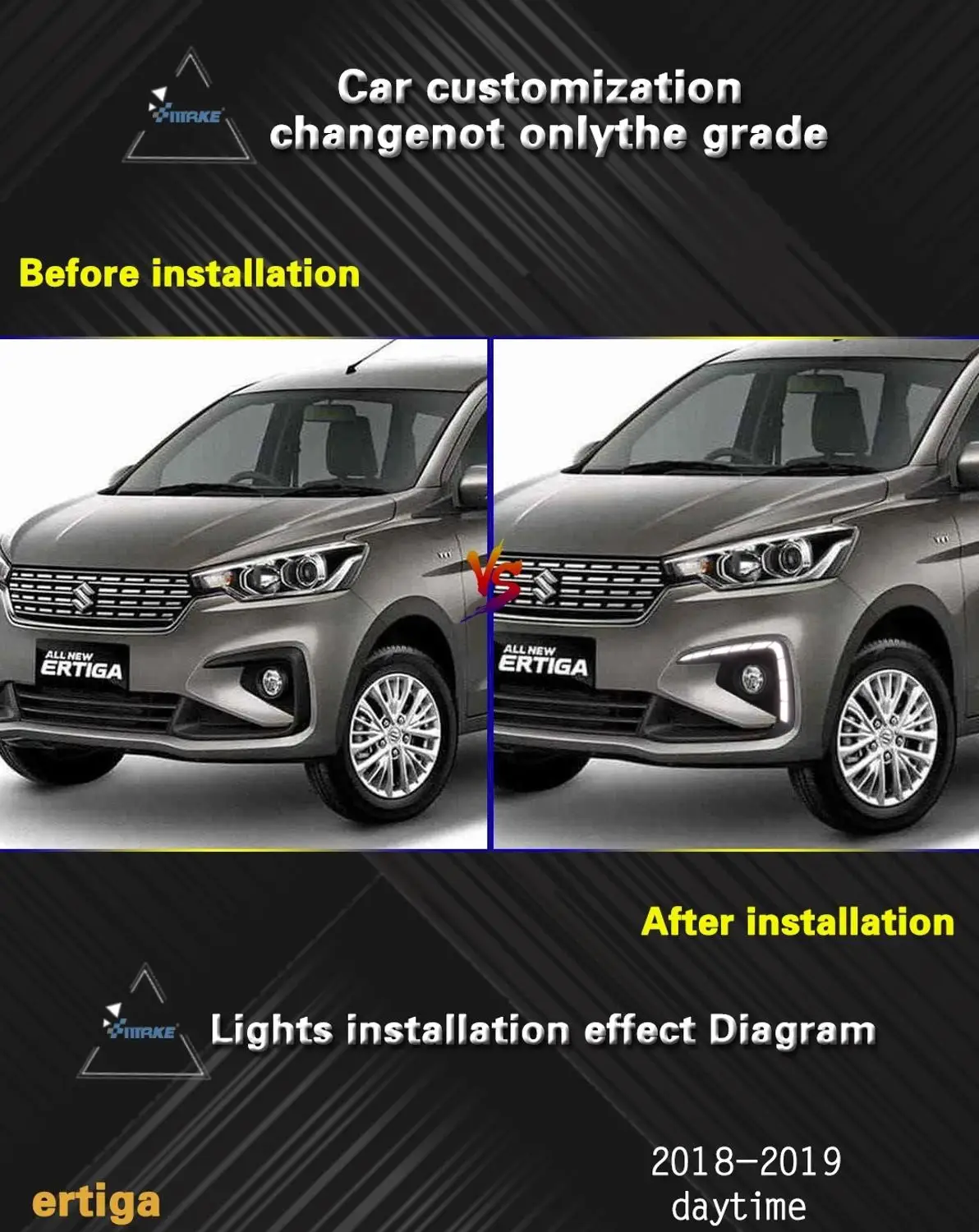 Стиль СИД DRL Для Suzuki ertiga- СИД drl с желтым сигналом противотуманная фара крышка дневного света