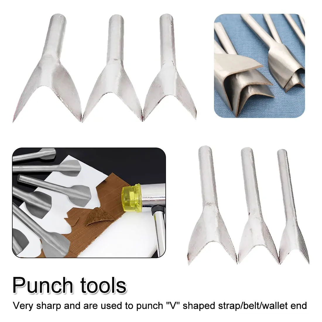 

6pcs Leather Craft Tools Half Round V Shaped Cutter Punch Leather Handmade Craft Tools Punching Hand Tools 15mm-40mm