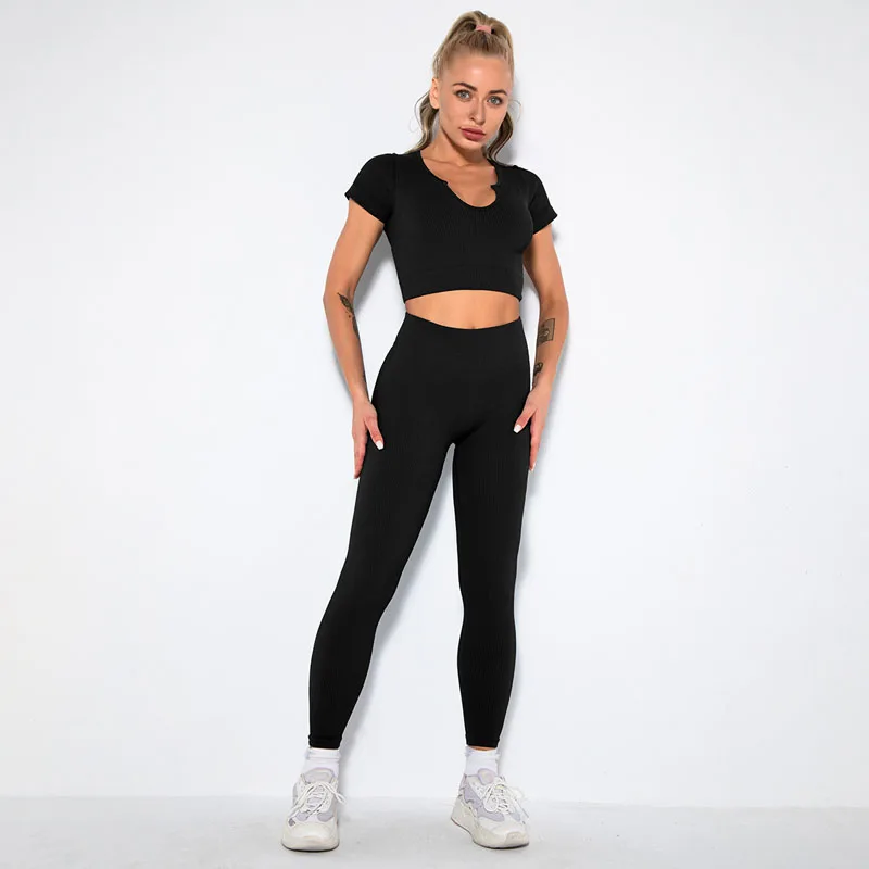 2/4/6PCS Seamless Women Yoga Set Workout Sportswear Fitness Bra Sport Pants Gym Clothing High Waist Leggings Shorts Sports Suits