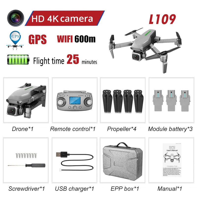 JC21-E-3B Радиоуправляемый квадрокоптер gps 4K HD камера Дрон 5G wifi FPV складной селфи Дрон Профессиональный 25 минут 1000 м большой дистанции Дрон игрушки - Цвет: JC21-E-3B