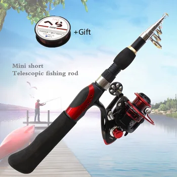 

1.65M Carbon Fishing Rod Portable Travel Spinning pole and Reel telescopic Trout Rod Set bag Fishing Tackle line gift