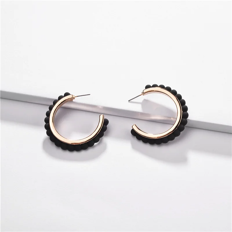 

Geometric Semicircle Alloy Stack C Shape Hoop Earrings Multicolor Paint Spraying Flowers Hoop Earrings for Women Charm Jewelry