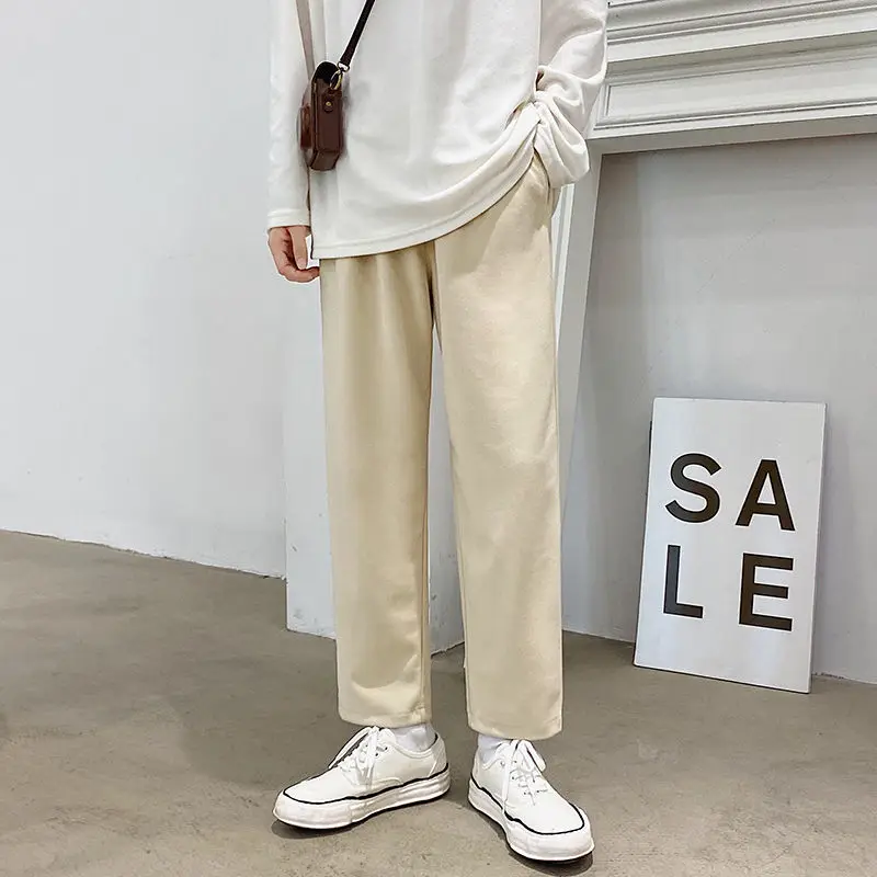 

Winter Thick Woolen Pants Men's Warm Fashion Casual Wide-leg Pants Men Streetwear Wild Loose Korean Straight Trousers Mens M-3XL