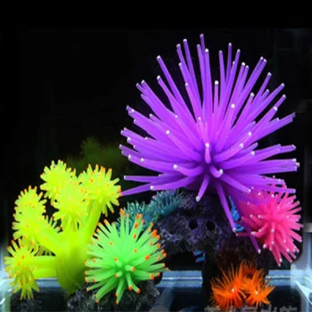 

1/3pcs Aquarium Decoration Artificial Luminous Sea Urchin Ball Fake Silicone Coral Fish Tank Decoration,Random Color