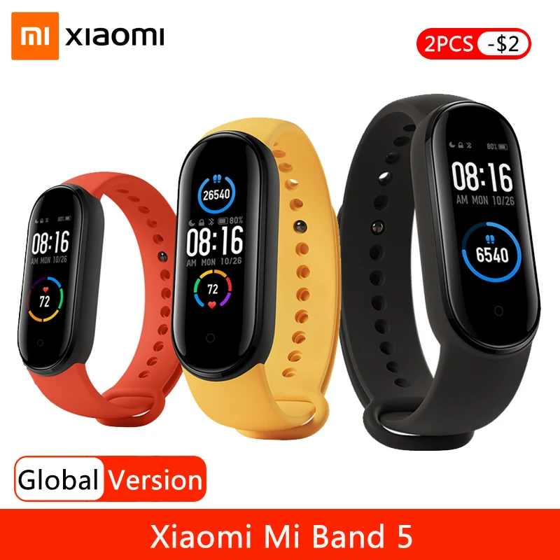 Смарт-браслет Xiaomi Mi Band 5 водонепроницаемый фитнес-трекер с AMOLED экраном 6 цветов |