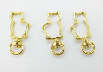 

Wholesale 1000PCS 18X40MM Cat shape High Quality Zinc Alloy Carabiner Swivel Clasps For Key Ring & Key Chain Rose Gold Tone