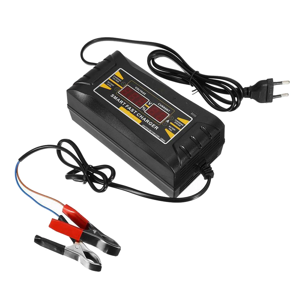 12V 6A Motorcycle Smart Fast Battery Charger with LCD Display EU Plug 