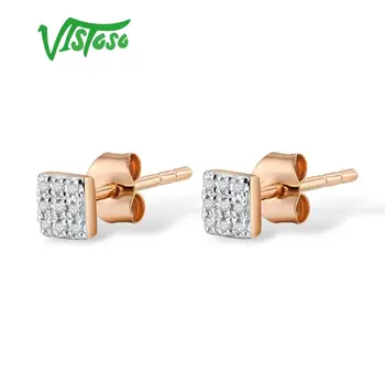 585 Rose/White/Gold & Sparkling Diamond Earrings 1
