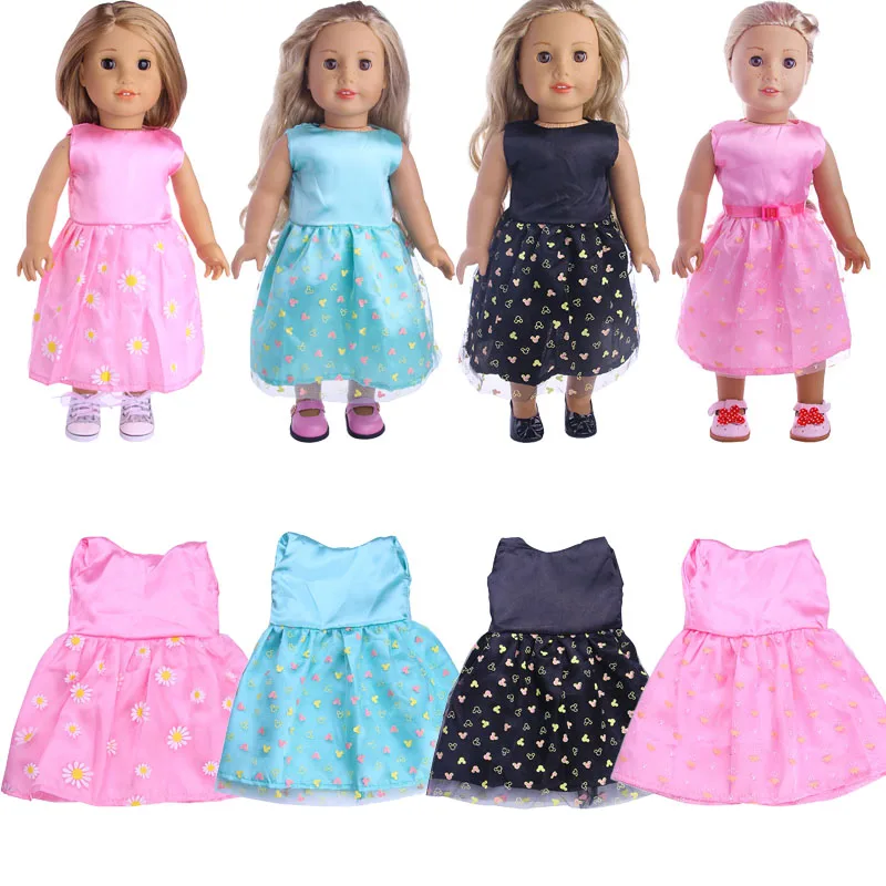 

Cute Little Print Dotted Gauze Skirt Doll Clothes For 18 Inch American Doll Girls & 43 Cm New Born Baby Items,Our Generation