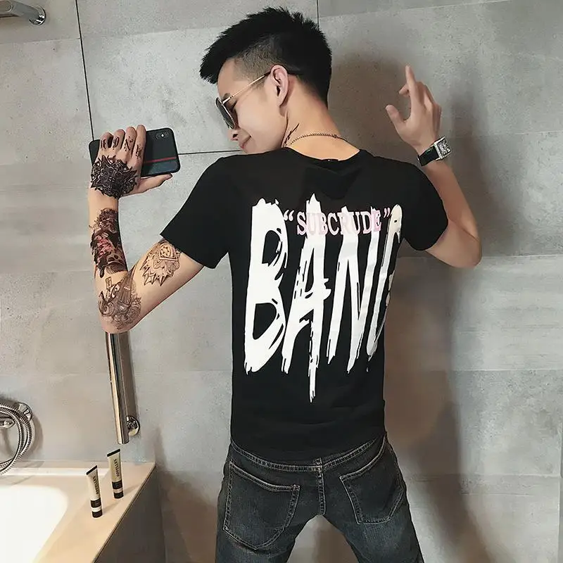 

2020 short sleeve t-shirt men's trend simple and versatile men's printed half sleeve