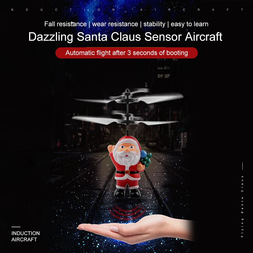 induction aircraft Flying inductive Mini RC Drone Christmas Santa Claus RC helicopter for kids gifts rc Aircraft children toys
