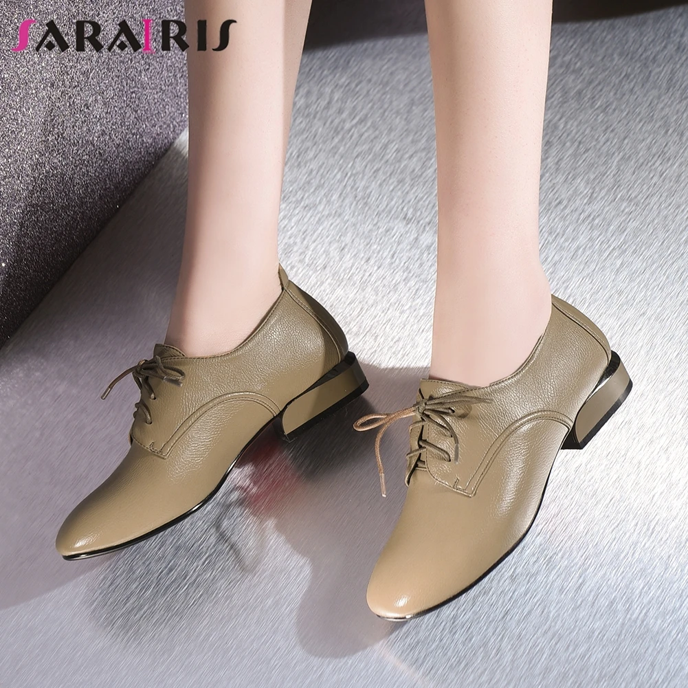 SARAIRIS New Fashion Female Spring Lace Up Round Toe Low Heel Pumps Office Casual Comfortable Pumps Women Shoes Woman