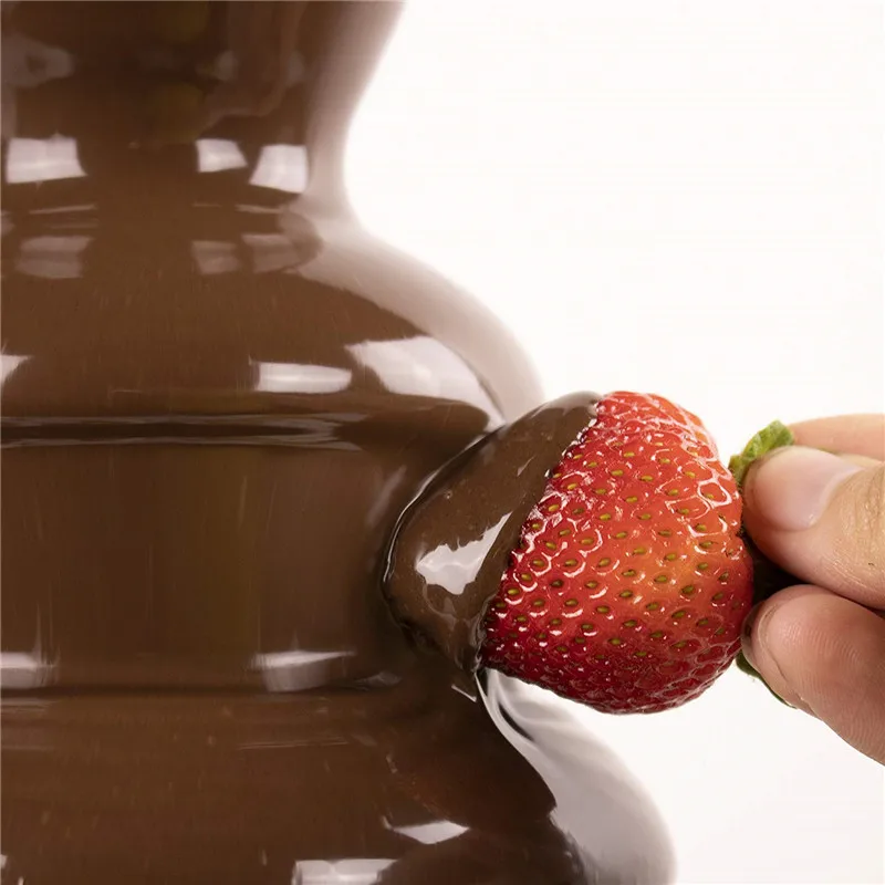 Stainless Steel Chocolate Fondue Fountain Big Capacity 3 Tiers Chocolat Melt With Heating Machin For BBQ Sauce Party