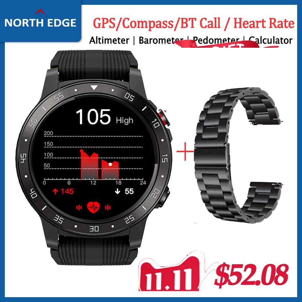 

Original North EDGE GPS Smart Watch Men Compass Atmospheric Bluetooth Call Sports Watch Altitude Monitor Cross Fit 2 Smartwatch