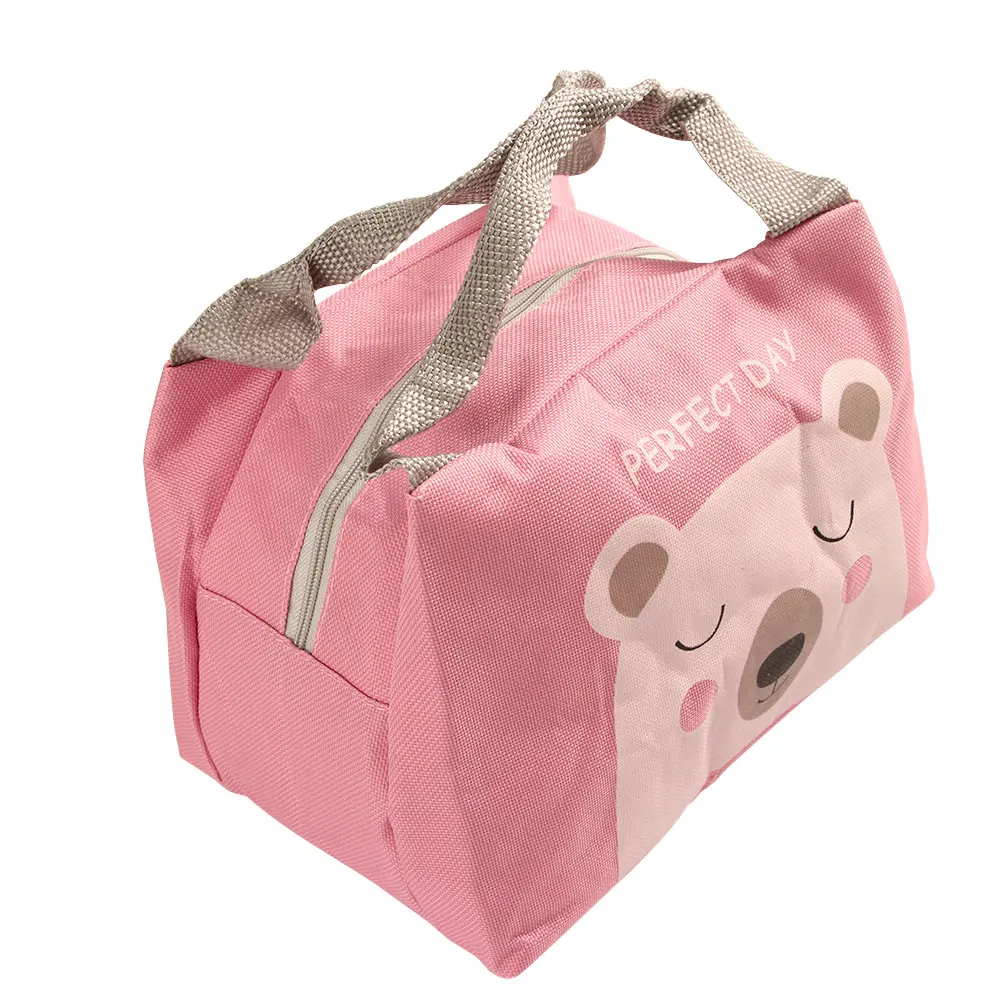 Pink Bear 1 шт. сумки для ланча, Детская сумка с изоляцией для еды, портативная Водонепроницаемая Термосумка Оксфорд, удобная сумка для отдыха, милая мультяшная сумка для пикника для детей - Цвет: Pink Bear