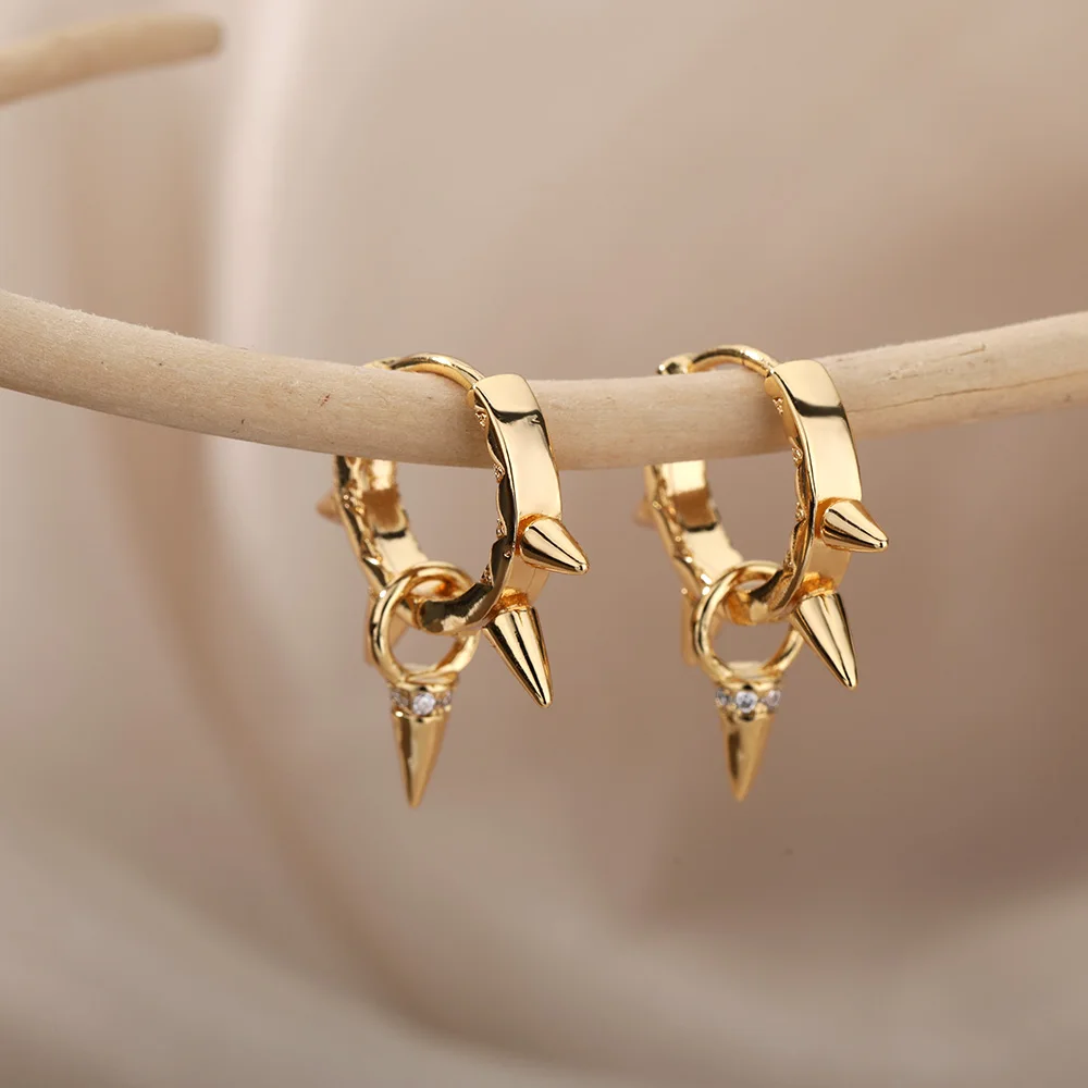 Punk Spike Rivet Stainless Steel Earrings For Women