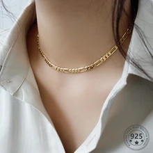 Louleur collar de cadena de Plata de Ley 925 para mujer, cadena de oro, estilo escarchado, Collar de plata conciso ajustable, regalos de joyería
