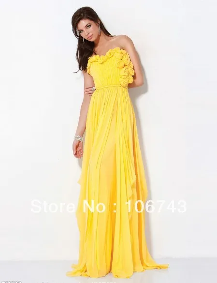 

free shipping 2018 new vestido Formal robe de soiree Elegant yellow long flowers party prom gown Homecoming bridesmaid Dress