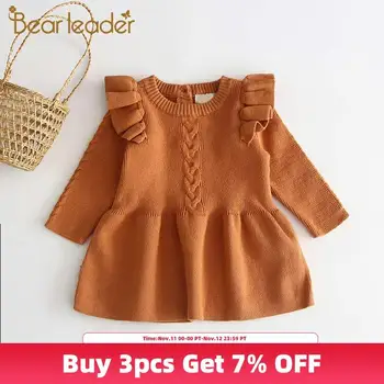

Bear Leader Girls Princess Dress New Autumn Baby Girl Ruffles Party Dress Kids Winter Costumes Children Knitted Clothing 6M-4Y